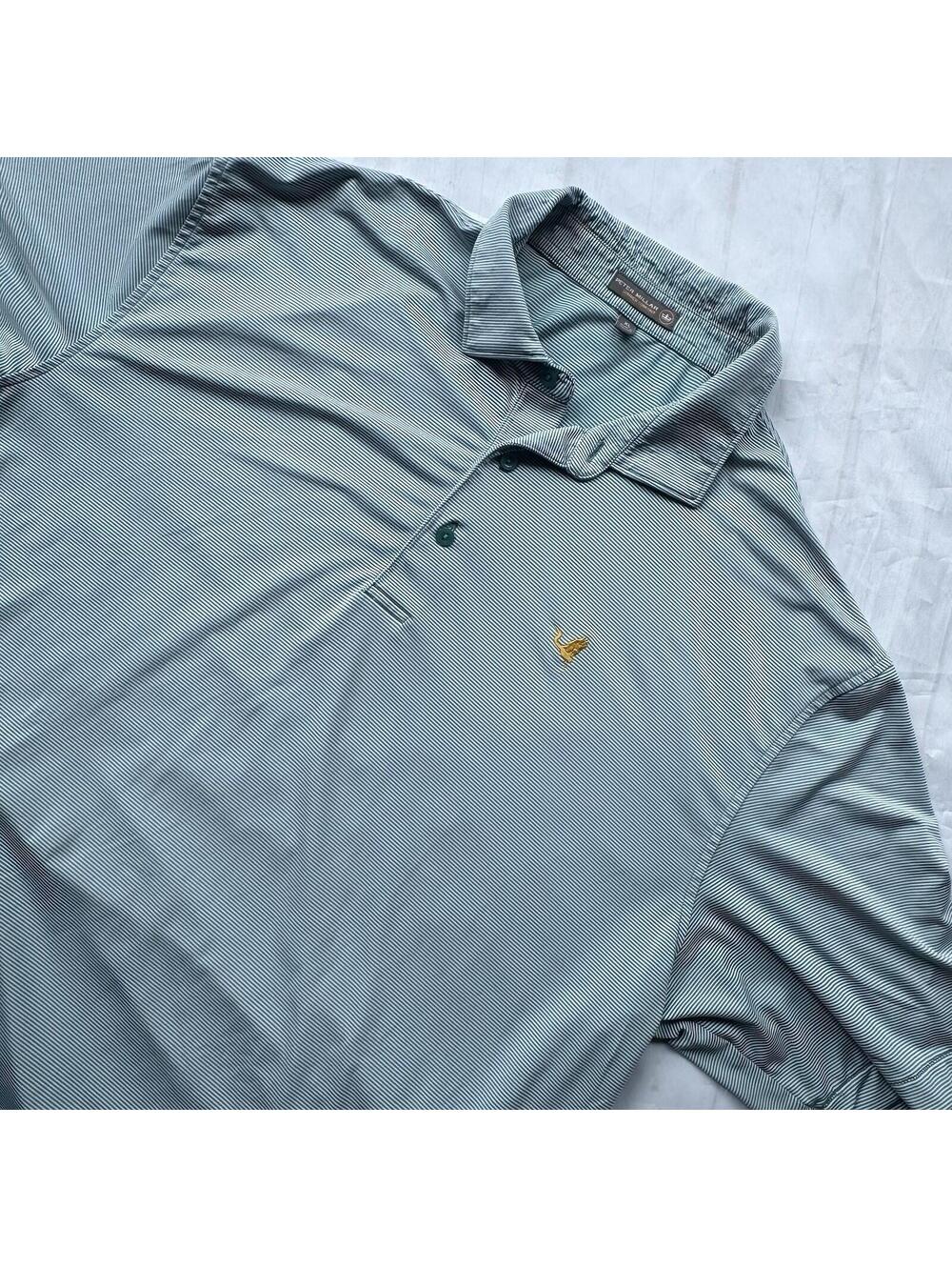 Peter Millar Summer Comfort Polo Shirt Men’s XL Green Striped Performance Golf